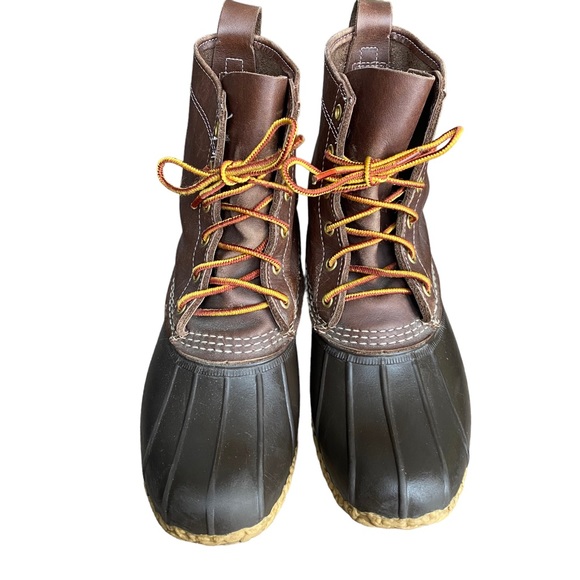 LL Bean 8 Inch Bean Boots Mens 8 Brown Leather Lace Up Duck Boot Made - Picture 2 of 7